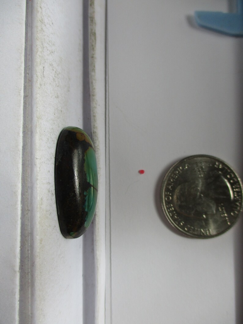 25.9 ct. Turquoise Cabochon Gemstone Stabilized Qingu Mine 28x17x7 mm Hubei 1DF 054