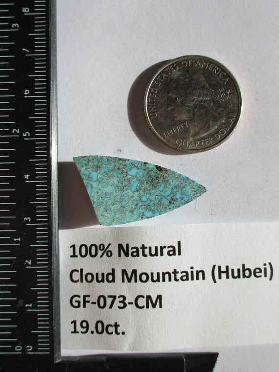 Hubei 19.0 ct. # GF 073 Gemstone 32x16x5.5 mm Turquoise 100% Natural Cloud Mountain Cabochon