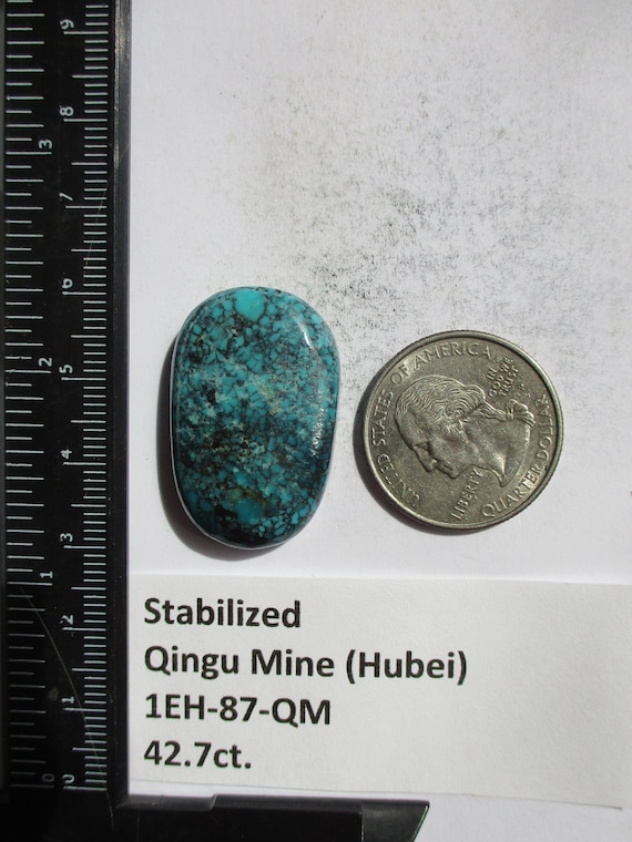 42.7 カラット (32x21x7.5 mm) 安定化青谷鉱山 (湖北省) ターコイズ