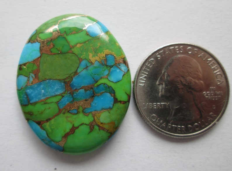 1BN 032 52.60 ct Compressed Stabilized Kingman Green Mohave Turquoise Gemstone