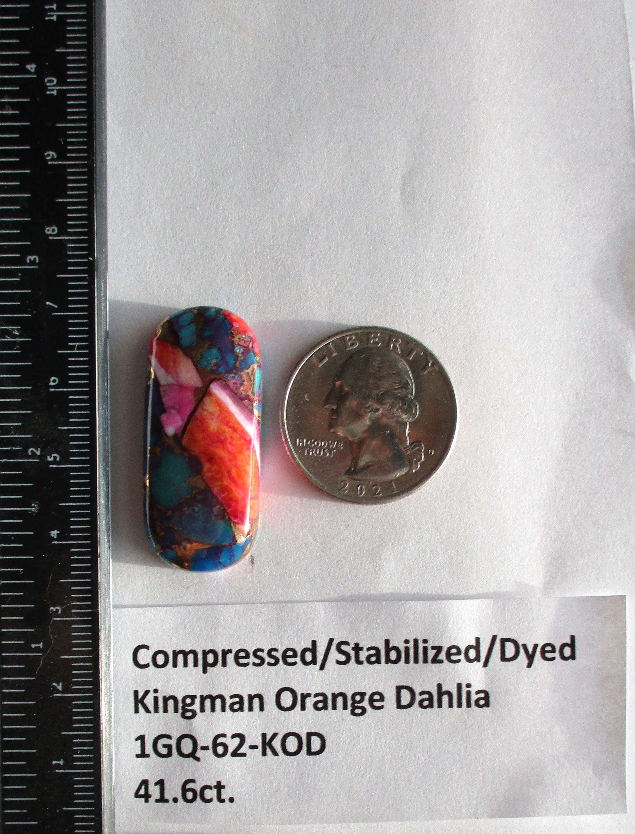 41.6 Ct. (36x16x7 Mm) Compressed/stabilized/dyed Kingman Orange Dahlia  Turquoise Cabochon, Gemstone, # 1GQ 62 - Etsy