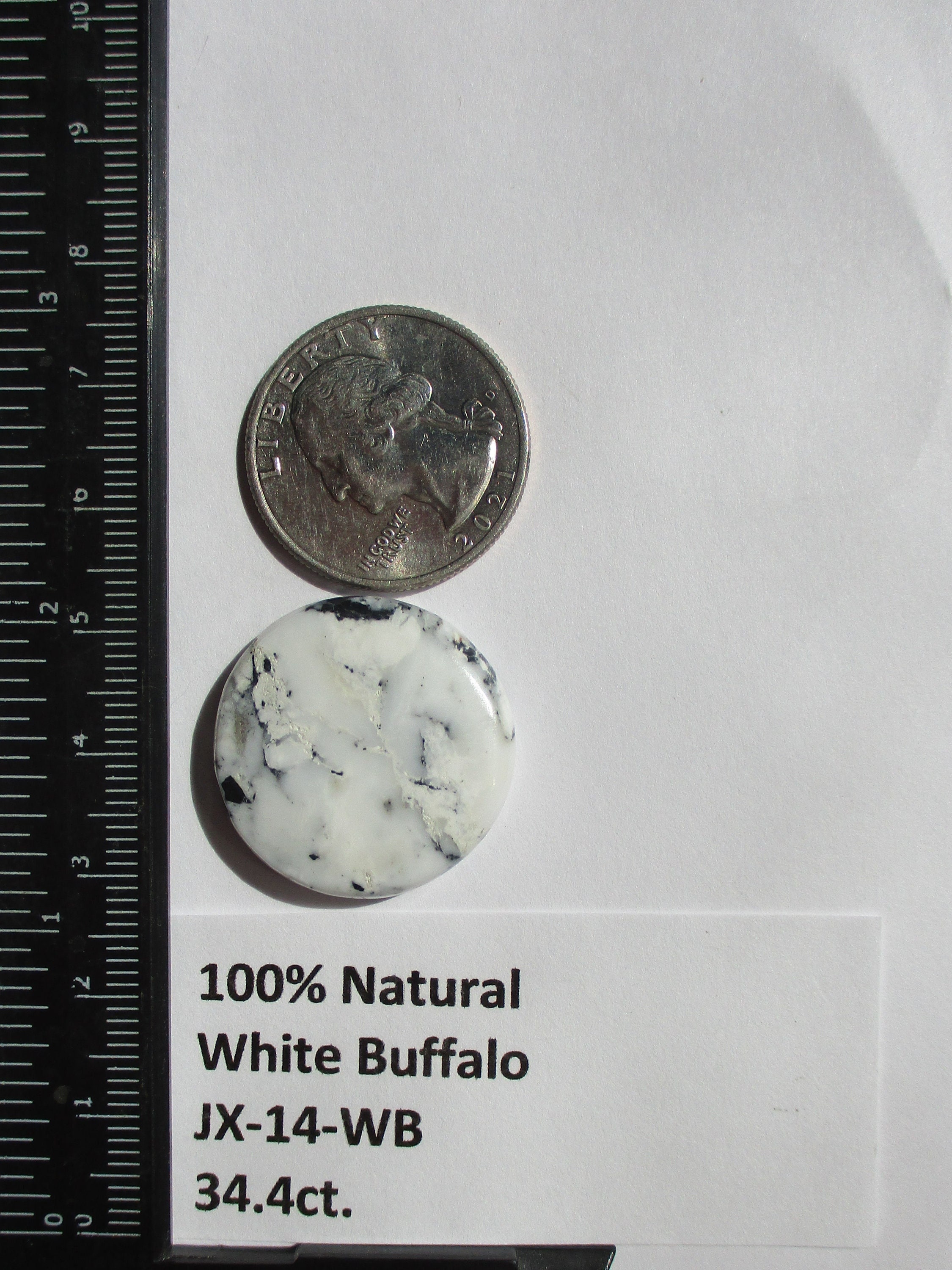 34.4 Ct. 25 Round X6 Mm 100% Natural White Buffalo Cabochon