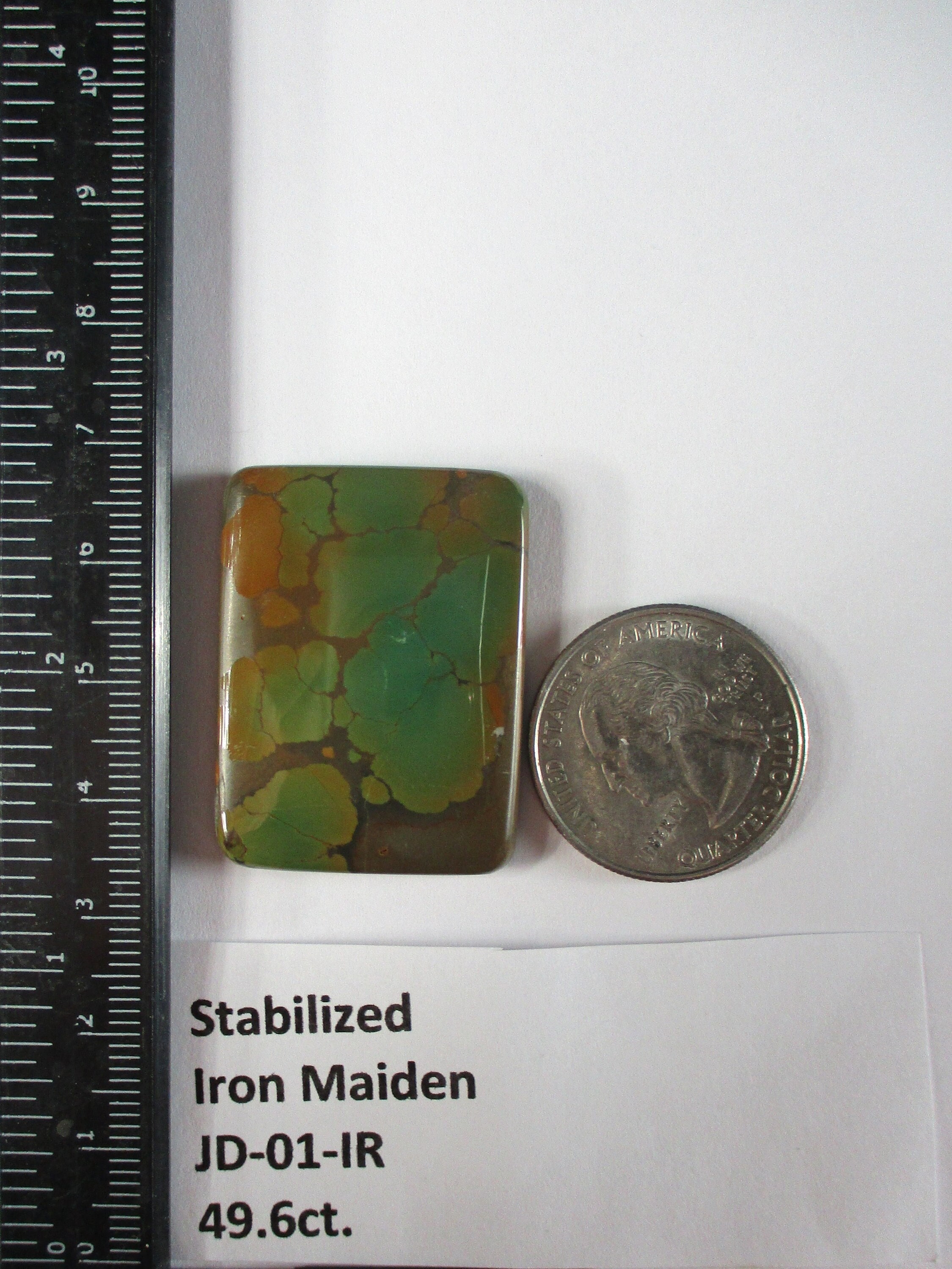49.6 Ct. (35x27x5 Mm) Stabilized Iron Maiden Turquoise Cabochon