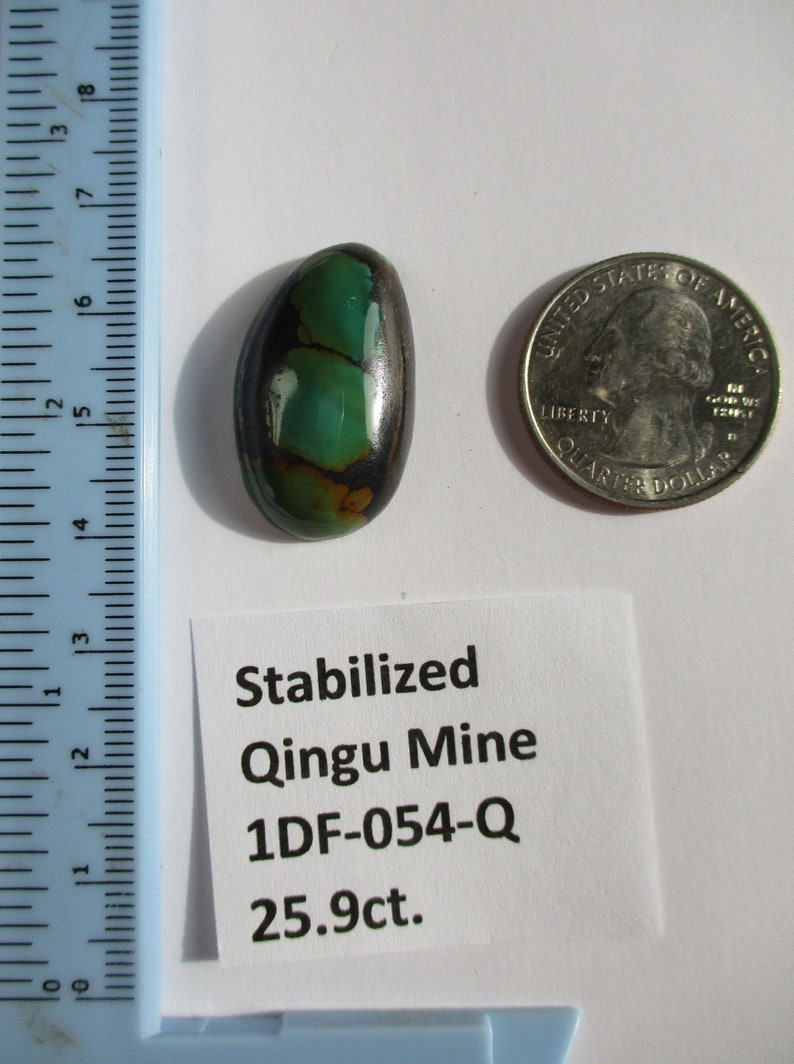 25.9 ct. Turquoise Cabochon Gemstone Stabilized Qingu Mine 28x17x7 mm Hubei 1DF 054