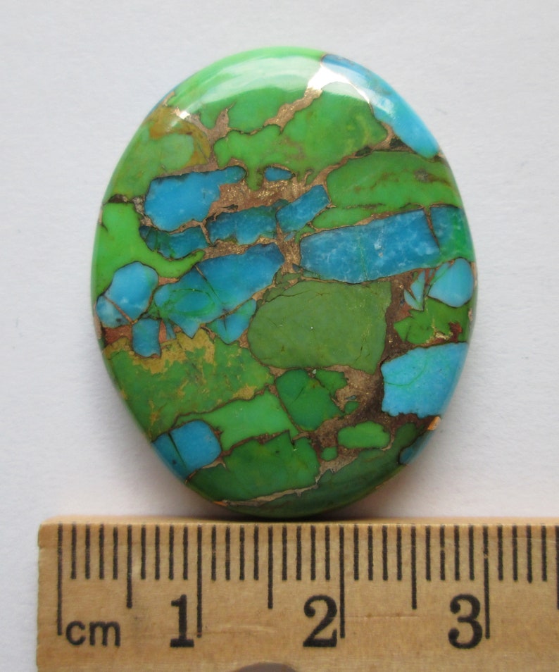 1BN 032 52.60 ct Compressed Stabilized Kingman Green Mohave Turquoise Gemstone