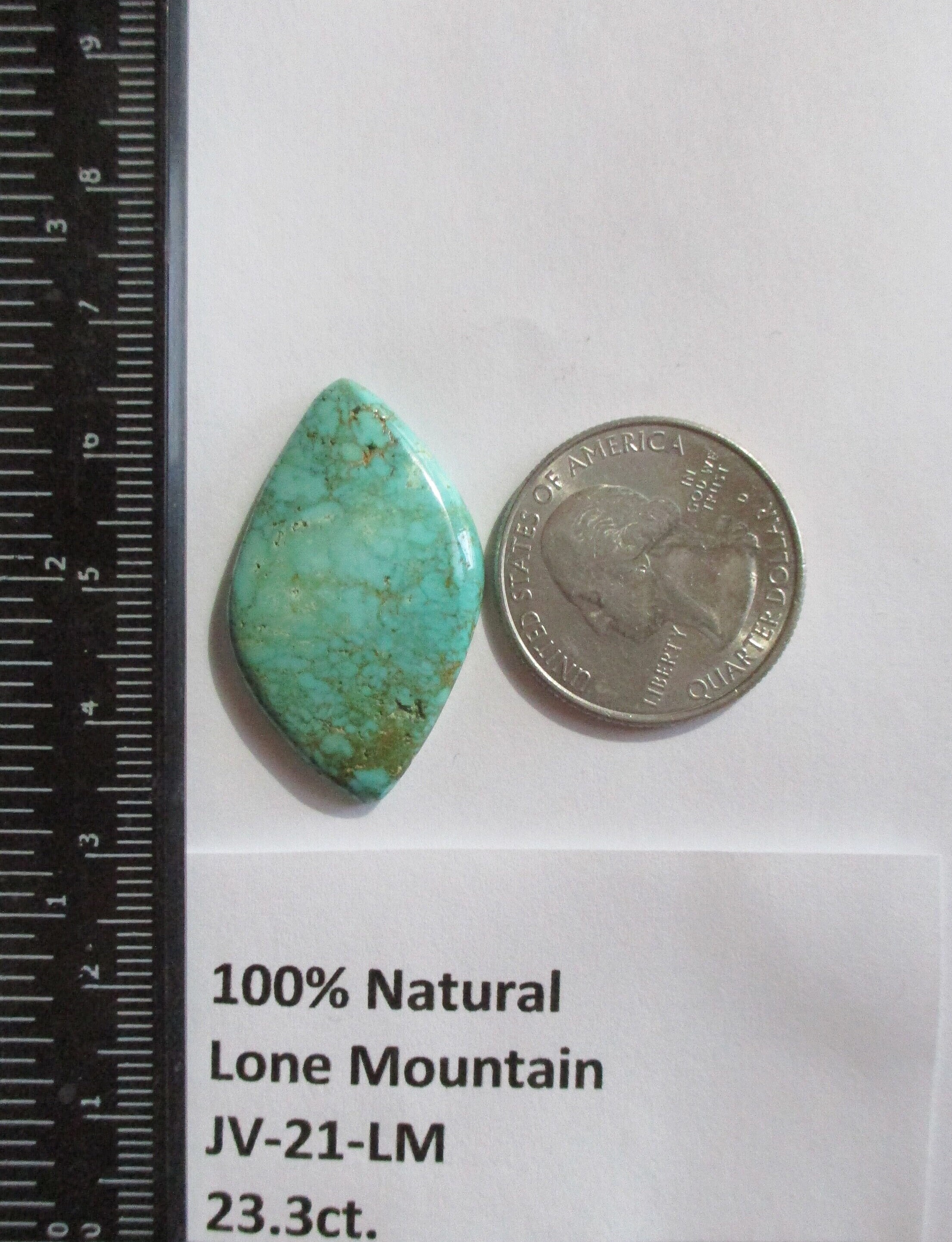 23.3 Ct. (34x20x5 Mm) 100% Natural Lone Mountain Turquoise
