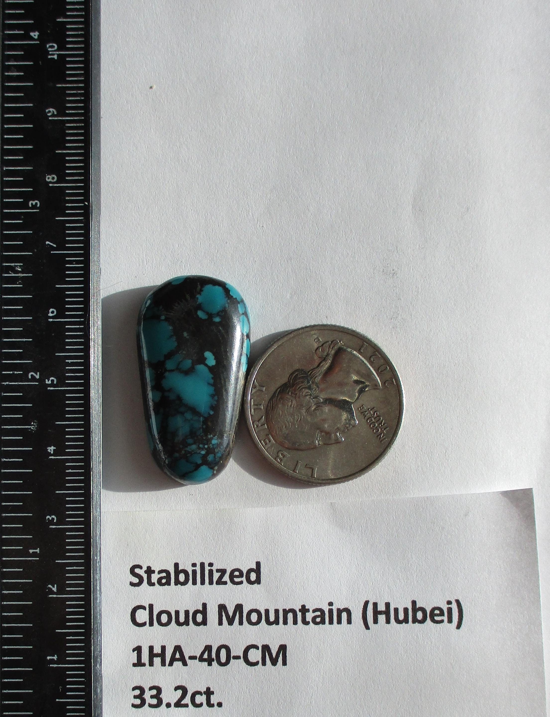 パキスタン レインボーハシュピクォーツNo1279 33.2 Ct. (31x17x7 Mm) Stabilized Cloud Mountain (hubei) Turquoise