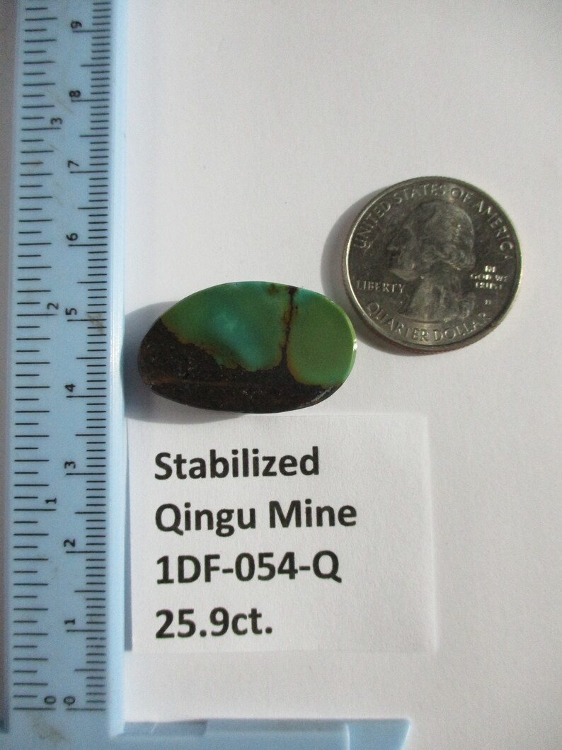 25.9 ct. Turquoise Cabochon Gemstone Stabilized Qingu Mine 28x17x7 mm Hubei 1DF 054