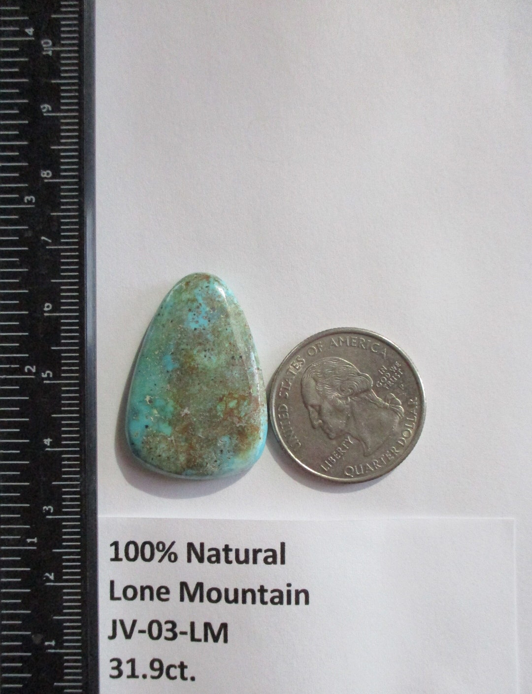 31.9 Ct. (32x22x6 Mm) 100% Natural Lone Mountain Turquoise