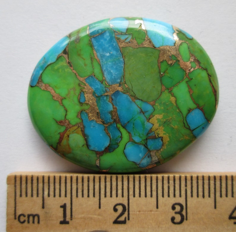 1BN 032 52.60 ct Compressed Stabilized Kingman Green Mohave Turquoise Gemstone