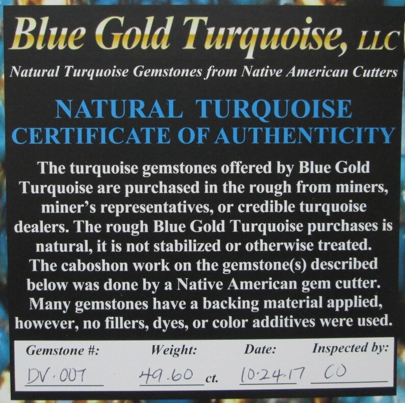 49.60 ct 100/% Natural Royston Ribbon Turquoise Cabochon Gemstone # DV 007