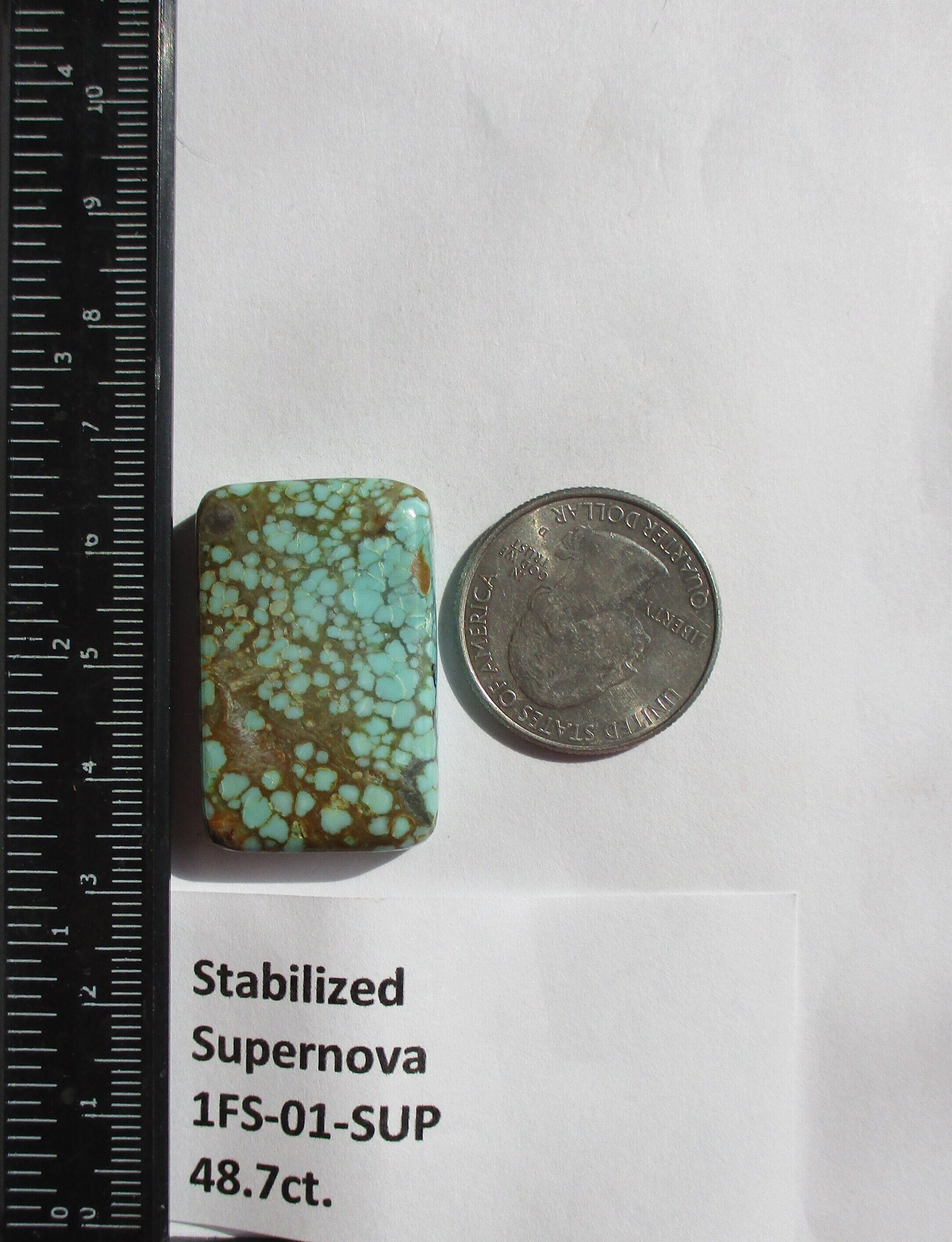48.7 Ct. (33.5x21x8 Mm) Stabilized Supernova Turquoise Cabochon