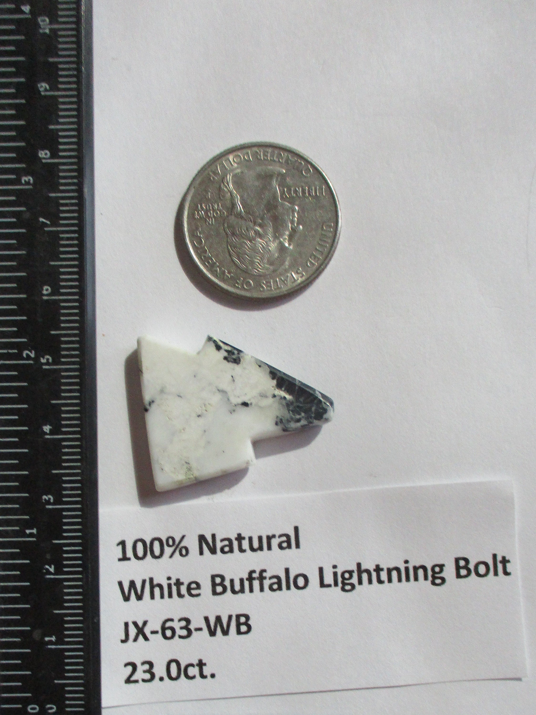 23.0 Ct. (31x23x5 Mm) 100% Natural White Buffalo Lightning 23.0 Ct. (31x23x5 Mm) 100% Natural White Buffalo Lightning