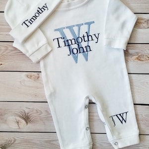Personalized Baby Boy Outfit in Shades of Blue
