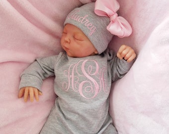 Personalized Baby Girl Romper with Embroidered Monogram