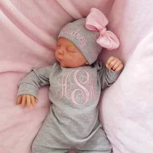 Personalized Baby Girl Romper with Embroidered Monogram
