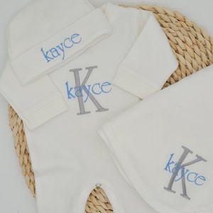 Personalized Baby Boy Sleeper and Blanket Set