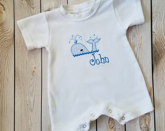 whale romper baby