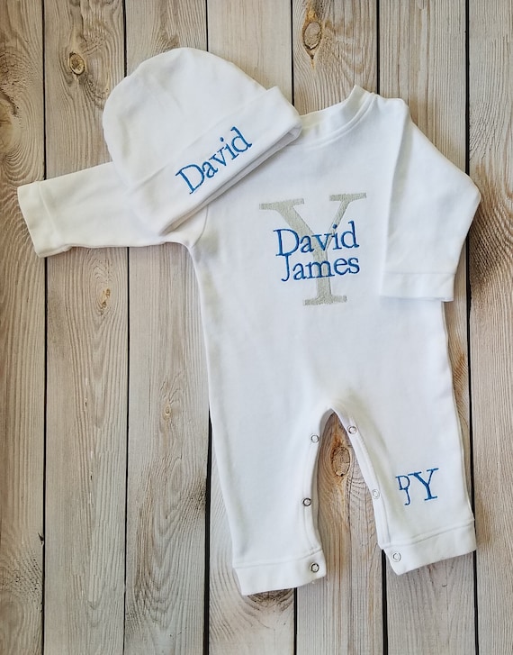Personalized Baby Boy Outfit Baby Boy Monogrammed Coming Home Etsy