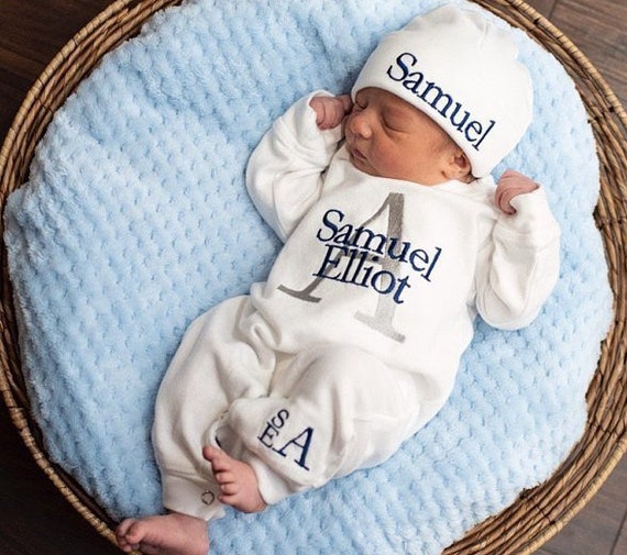 Baby Boy Coming Home Outfit Newborn Personalized Sleeper ...