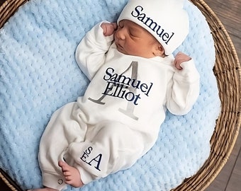 Baby Boy Coming Home Outfit with Embroidered Monograms