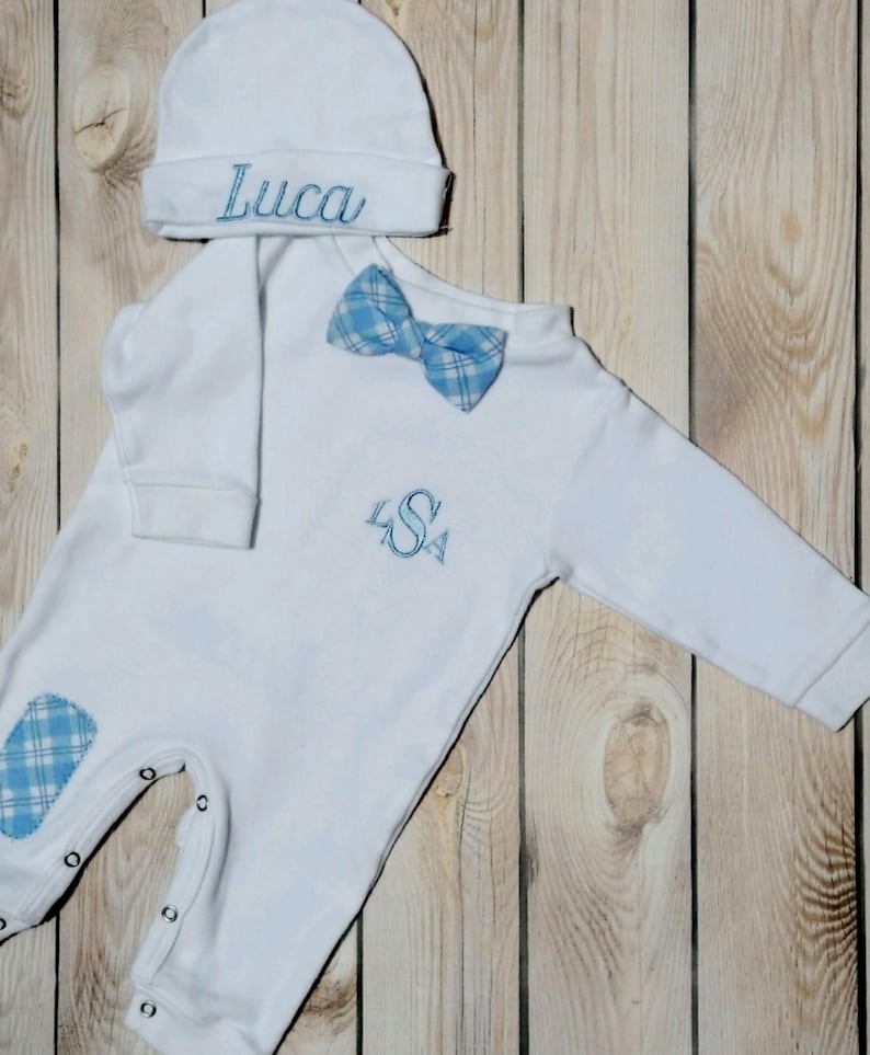 Newborn Boy Outfit Baby Boy Coming Home Outfit Monogrammed Etsy