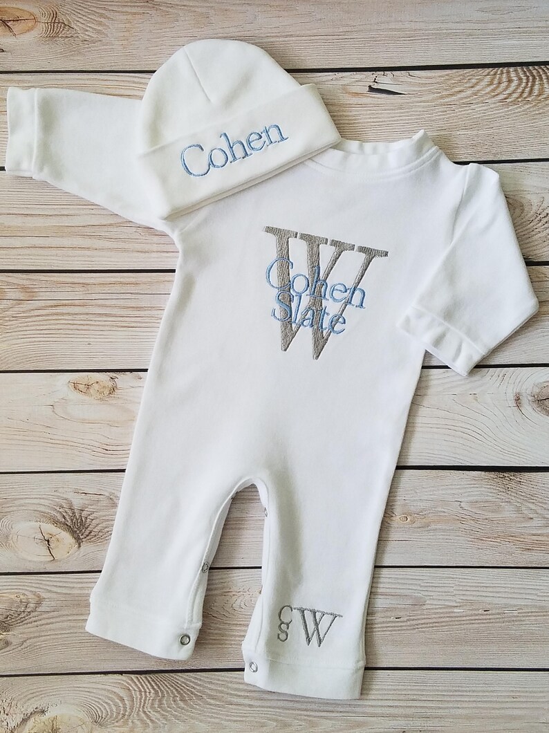 Newborn Boy Outfit Baby Boy Coming Home Outfit Monogrammed Etsy