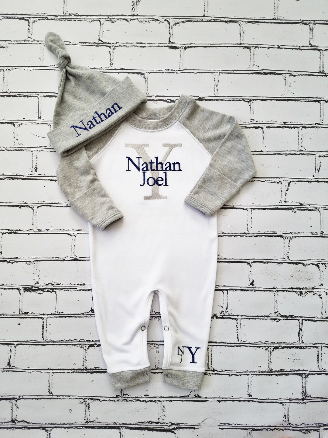 Baby Boy Coming Home Outfit Newborn Personalized Romper Monogrammed ...