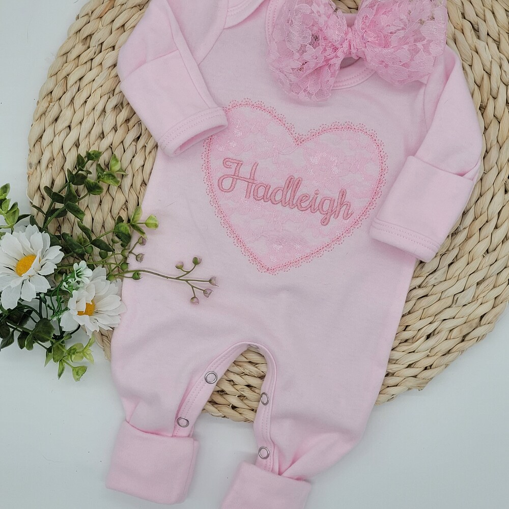 Baby Club Chic Hearts Footie with Rosette Embroidered Ruffle Collar main image 0