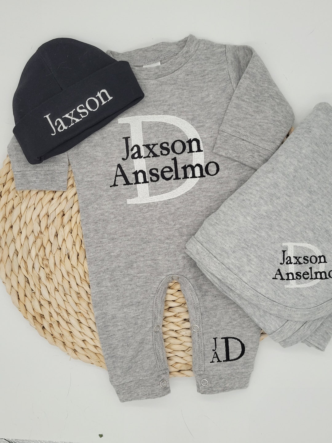 Baby Boy Coming Home Outfit Newborn Personalized Romper Monogrammed ...