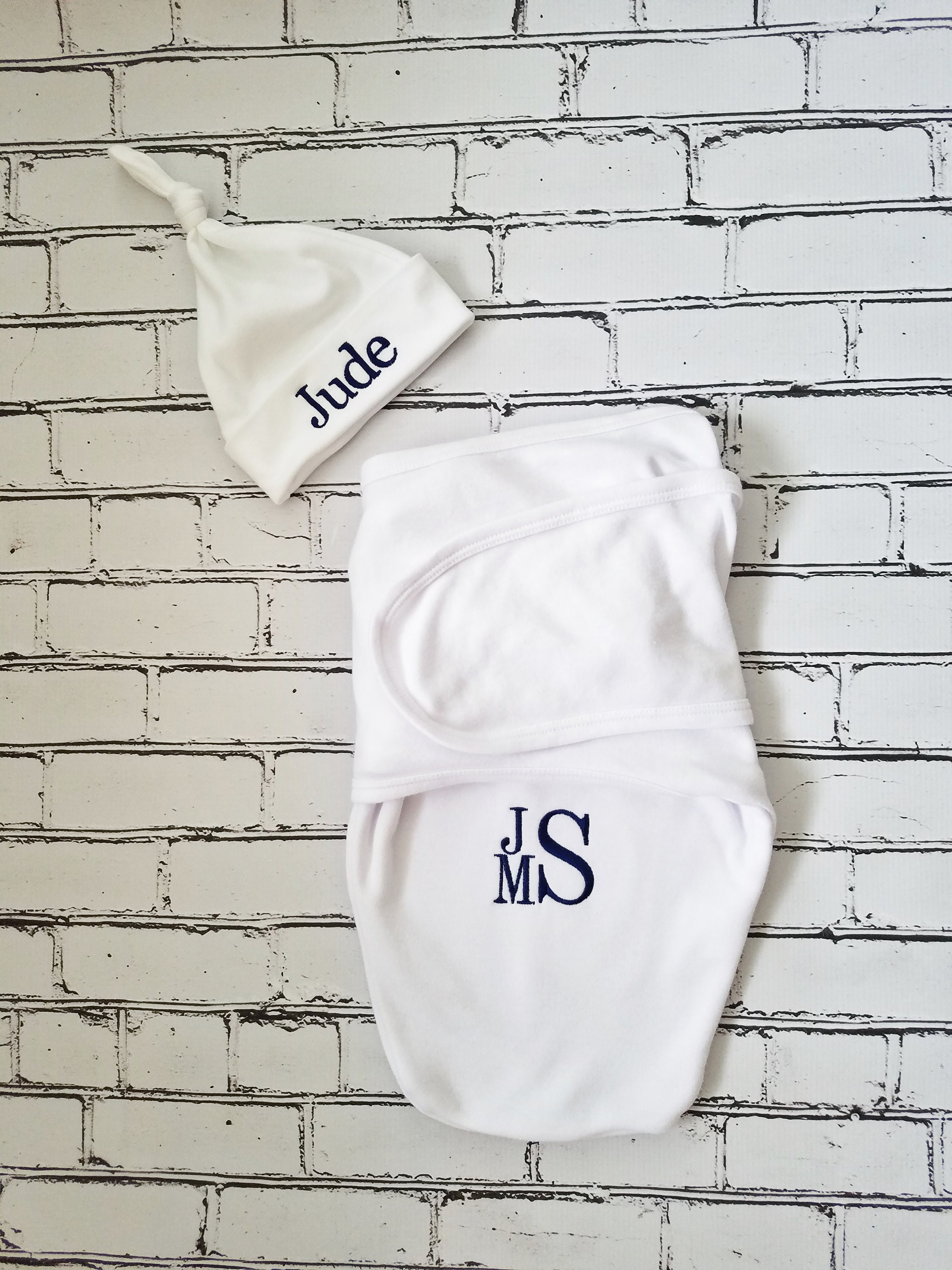 Newborn Baby Boy Monogrammed Swaddle Baby Boy Hospital Outfit Newborn…