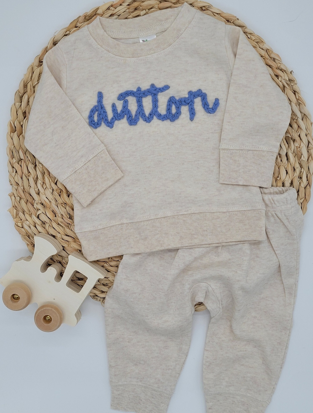 Baby Sweat Suit With Hand Embroidered Name - Etsy