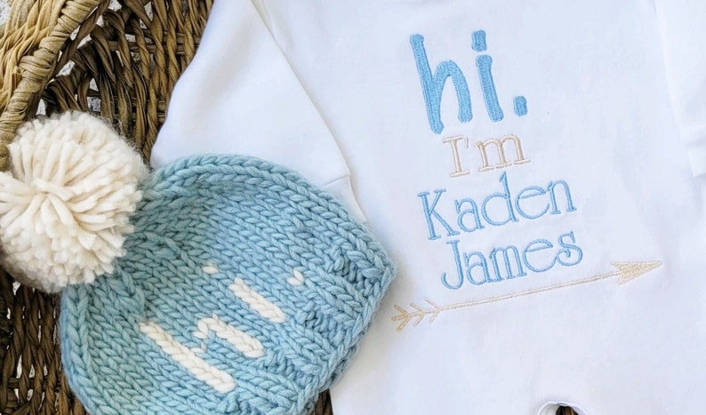 Newborn Boy Outfit With Knit Hi Hat image 2