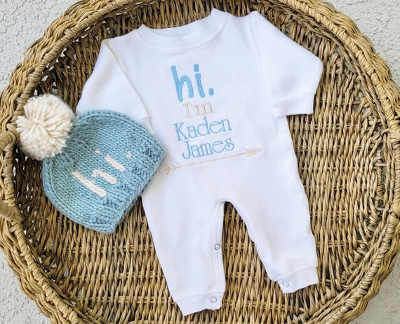 Newborn Boy Outfit With Knit Hi Hat