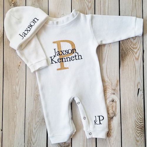 Monogrammed Baby Boy Outfit Baby Boy Coming Home Outfit Etsy