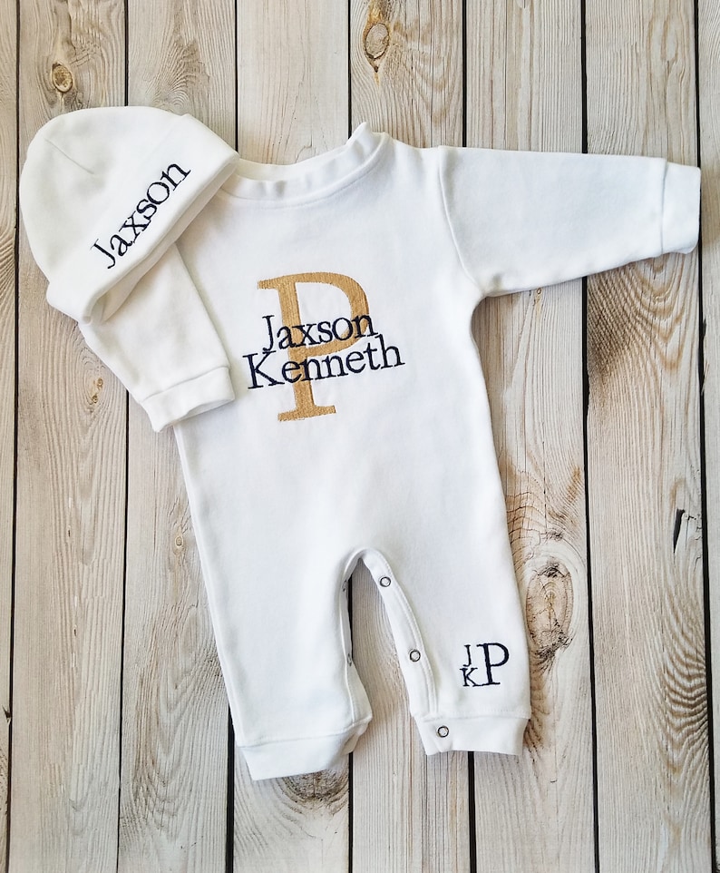 Monogrammed Baby Boy Outfit Baby Boy Coming Home Outfit Etsy