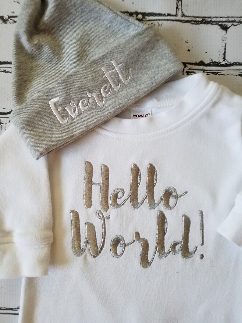 Baby Boy Coming Home Outfit Hello World Baby Boy Newborn Baby Etsy