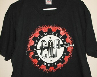 Vintage COP International Record Label Tee – Gothic Industrial Shirt, XL