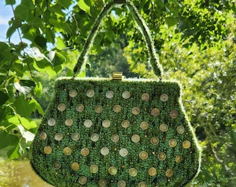 Vintage 1950&#39;s Era Green &quot;Soure&#39; Bag New York&quot; Handbag