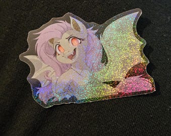 Holographic glitter Flutterbat Fluttershy gift mlp pony