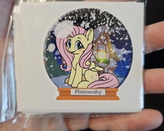 Fluttershy snowglobe waterproof vinyl sticker Christmas Xmas Gift