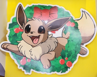 Christmas Wreath Eevee stickers xmas gift
