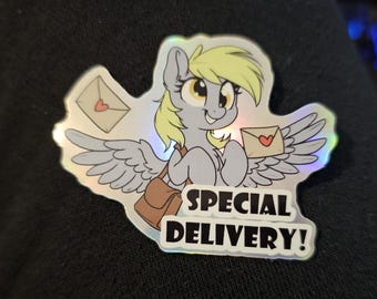 Holographic Derpy stickers special delivery gift mlp pony