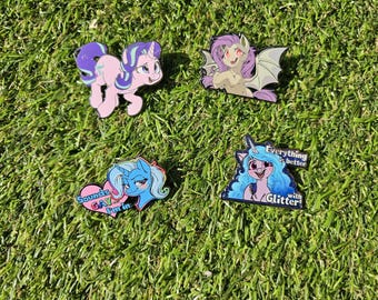 MLP Pony Enamel Pin Badge Trixie, Izzy, Flutterbat and Starlight