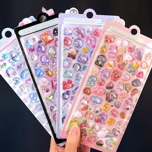 Puffy Kawaii Stickers – Pastel 3D Stickers for Party Favors (9.5cm x 11cm)
