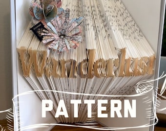 Wanderlust Folded Book PATTERN- Book sculpture - first anniversary gift for him or her - Husband Wife Anniversary Date - Wedding Gift-Travel