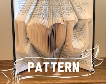 PATTERN d'art de livre plié en coeur I - Sculpture de livre - cadeau de premier anniversaire pour lui - cadeau en papier - livre en origami