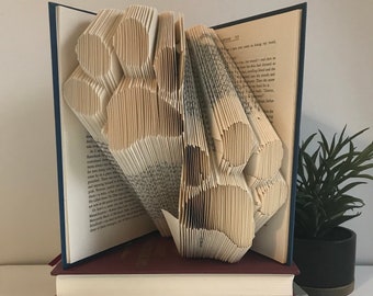 Paw Prints Folded book--origami- Book sculpture - first anniversary gift for him or her - Husband Wife Anniversary Gift - Folded Book