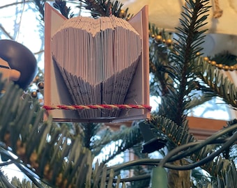 Book Sculpture Book Ornament- Paper Anniversary-Book Lover-Paper Art