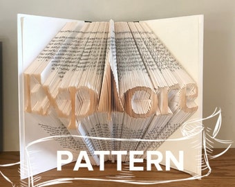 Explore Folded Book Art PATTERN- Book fold pattern - first anniversary gift for him or her - world traveler-Outdoor lover gift